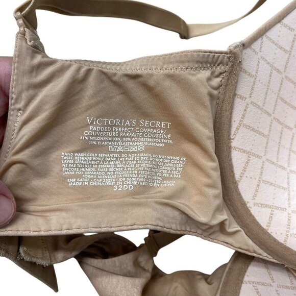 Victoria's Secret Padded Perfect Coverage Bra Size 32DD Heathered Beige/Nude - Picture 4 of 5